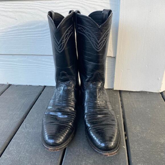 Vintage black leather cowboy boots - Picture 2 of 6